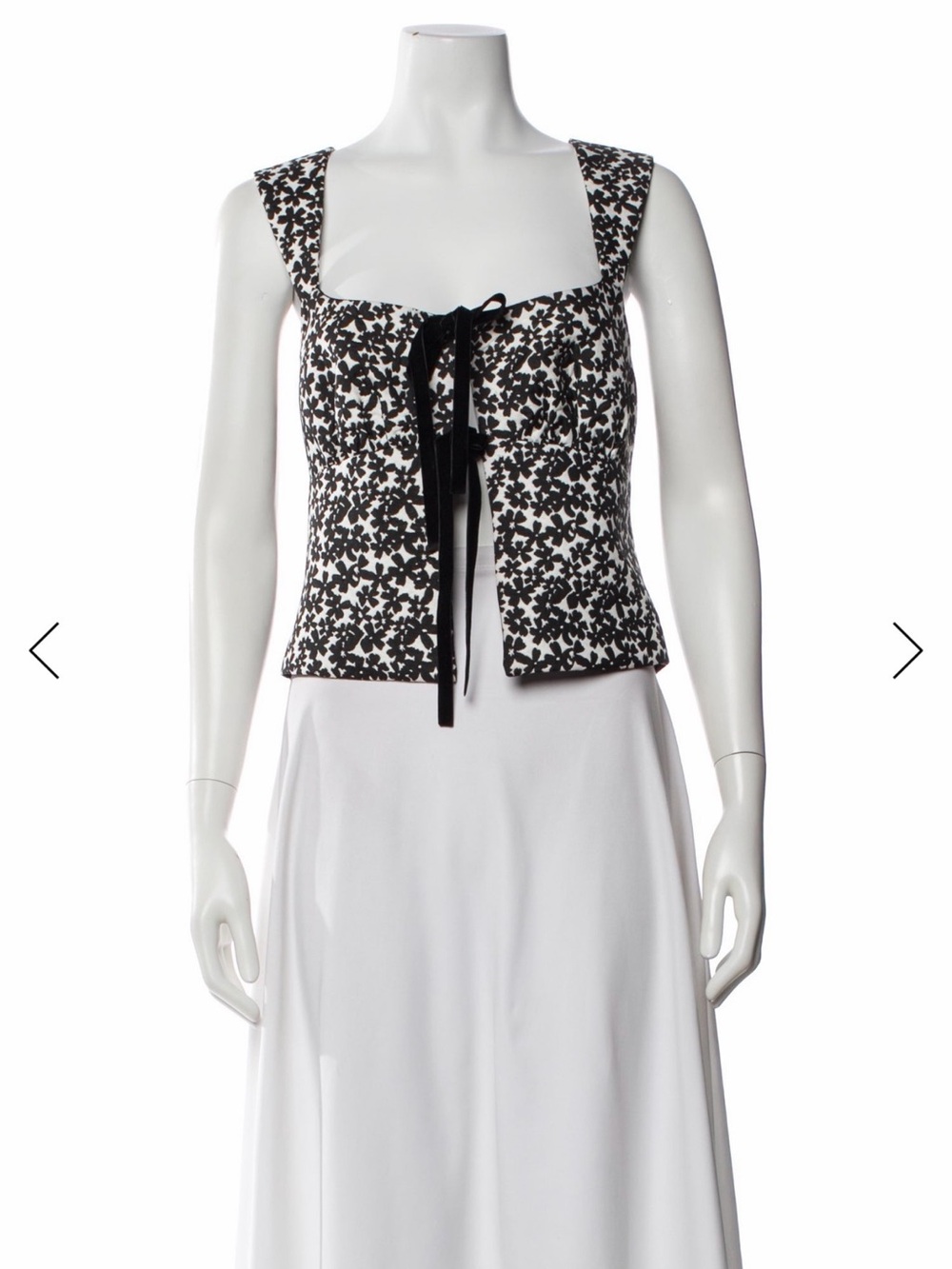 Reformation Azalea Black & White Floral Tie-Front Top